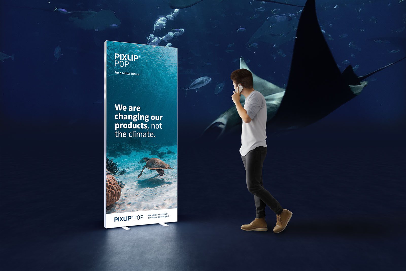 Pop promotion aquarium klimawandel nachhaltigkeit rendering ÷kologisch